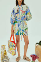 BUNO-Camisa estampada a la moda para mujer, vestido con cordones, primavera 20220, nuevo cárdigan informal holgado con botones y solapa, Vestidos cortos - details 6