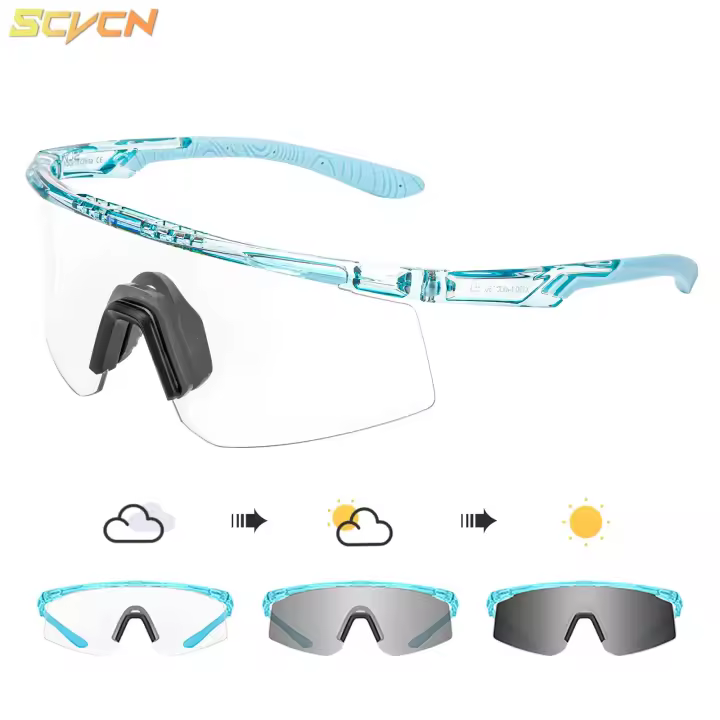 SCVCN-gafas de sol fotocromáticas doradas para ciclismo, lentes deportivas para bicicleta de montaña y carretera, protección UV400 - 1