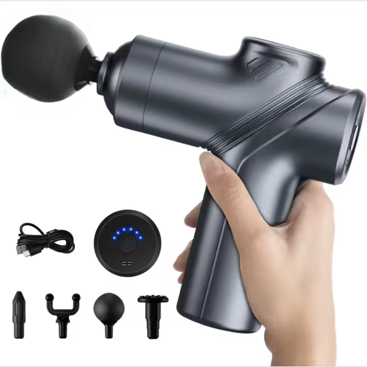 Pistola de masaje de tejido profundo, motor silencioso sin escobillas y portátil con 4 cabezales intercambiables para alivio y relajación muscular profunda - 1