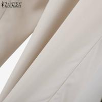 ZANZEA Conjunto De Verano Para Mujer 2 Piezas Top Irregular Y Pantalones De Pierna Ancha Moda Coreana Elegante Ropa De Oficina - details 13