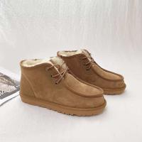 Nuevas botas de nieve con cordones para hombre de lana de cuero genuino cálidas y antideslizantes - details 5