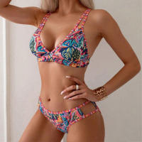 2025 Nuevo Bikini de Moda con Cuello Halter Impreso de Alta Gama para Mujer Traje de Baño de Dos Piezas para la Playa. - details 3
