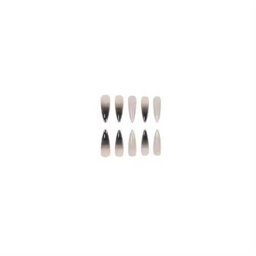 Paquete de 24 uñas stiletto para uñas largas en color negro degradado. - 1