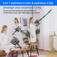 Aspiradora YISORA inalámbrica 6 en 1 ultra ligera para el hogar y coche potencia de succión 20Kpa sin bolsa recomendada para todas las superficies fabricada en China - details 7