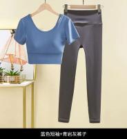 Tre de mujer, top de manga corta, camiseta de yoga, conjunto de body deportivo para correr, conjunto de gimnasio - details 6