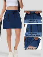 Pantalones casuales de golf de cintura alta para mujer con cremallera y múltiples bolsillos para escalada al aire libre, pantalones cortos deportivos de secado rápido - details 16