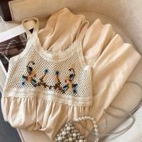 Jyccr Bohemian ral bordado corto sin mangas para mujer verano dulce crochet correa de espagueti vestido de vacaciones - details 21