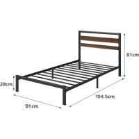 Marco de cama de plataforma de bambú y metal con cabecero y soporte de listones de acero - Marrón y negro - details 30