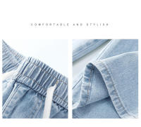 Bermudas anchas suaves y cómodas de color azul claro con cintura elástica de mezclilla Onales para hombre - details 2