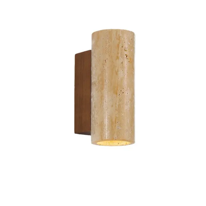 Lámpara de pared cilíndrica LED Lámpara de escalera Lámpara de pared de cabecera de mármol de piedra natural, apliques de pared japoneses Wabi Sabi para dormitorio, sala de estar, pasillo - 1