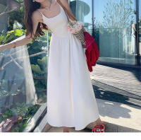Vestido camisola coreano suave con cintura blanca y estilo festivo, dulce y elegante para lucir delgado y de alta gama, falda larga - details 4