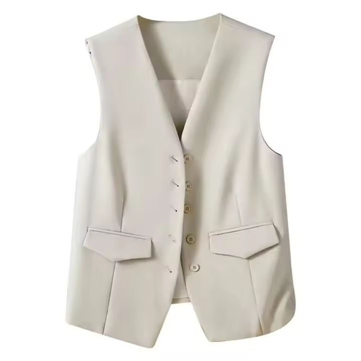 Chaqueta, ropa de abrigo para mujer, blusas elegantes, novedad de primavera, chaleco sin mangas de color sólido vintage, abrigo, chaqueta corta Tre - 1