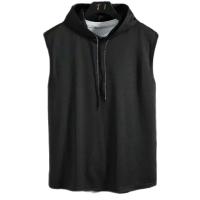 Ropa de verano de talla grande para hombre, camisetas sin mangas, sudadera, camisetas sin mangas, chaleco con capucha, camiseta de entrenamiento para Fitness, chaleco de entrenamiento de Hip Hop - details 0