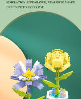 Bloques de construcción de ramo en maceta, montaje de flores eternas, azafrán, lila, Gardenia, modelo de ladrillos, Juguetes Diy para niños, regalos de vacaciones - details 3