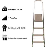 Escalera de Aluminio Antideslizante Ligera y Resistente 6 Peldaños con Gancho de Pared Multiusos - details 10