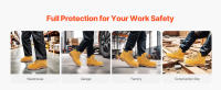 SucceBuy Botas de trabajo con punta de acero - Talla del Reino Unido 9: Botas impermeables y antideslizantes para hombre con suela de goma transpirable, marrón amarillo - details 3