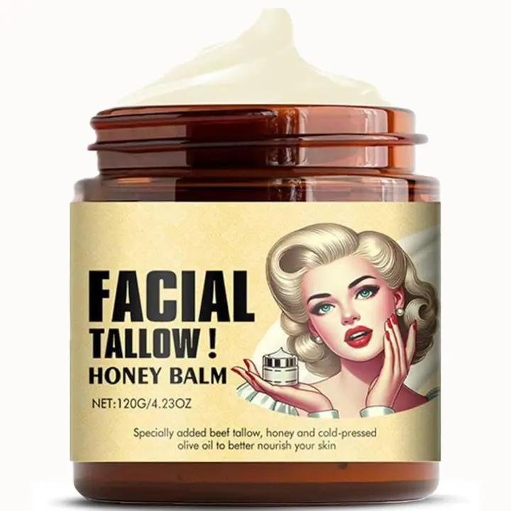 2025 Bálsamo de miel de sebo de res batido de nuevo estilo - 120 g, hidratante orgánico para rostro y cuerpo sin perfume, leche nutritiva para piel seca y labios - 1