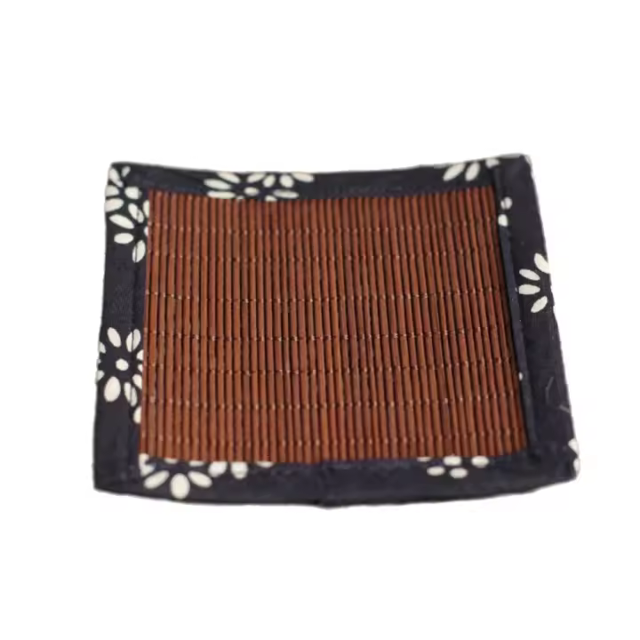 Posavasos de mesa de estilo chino, tapete de té de bambú, exquisitos almohadillas para tazas, posavasos cuadrados tejidos naturales para bebidas, hogar, 4 Uds. - 1