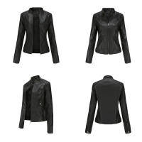 Chaqueta de cuero de imitación para mujer, chaqueta de motocicleta, delgada, corta, pu, primavera y otoño - details 9