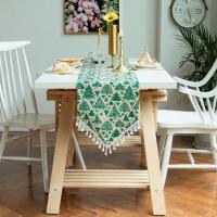 Mantel Individual Navideño con Borlas y Estampado Dorado - Tela de Algodón y Lino Ecológico para Decoración de Mesa (Estilo Rústico Premium) - details 4