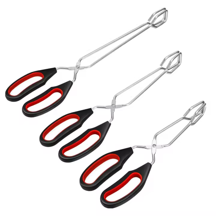 Paquete de 3 pinzas de tijera para cocinar, pinzas para hornear pan, comida, barbacoa, parrilla - 1