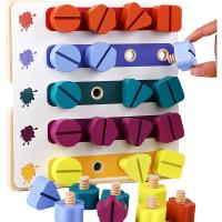 Tuerca de tornillo de madera para niños, juego de bloques de construcción a juego, forma de color, desmontaje, montessori, juguetes educativos, regalo - details 0