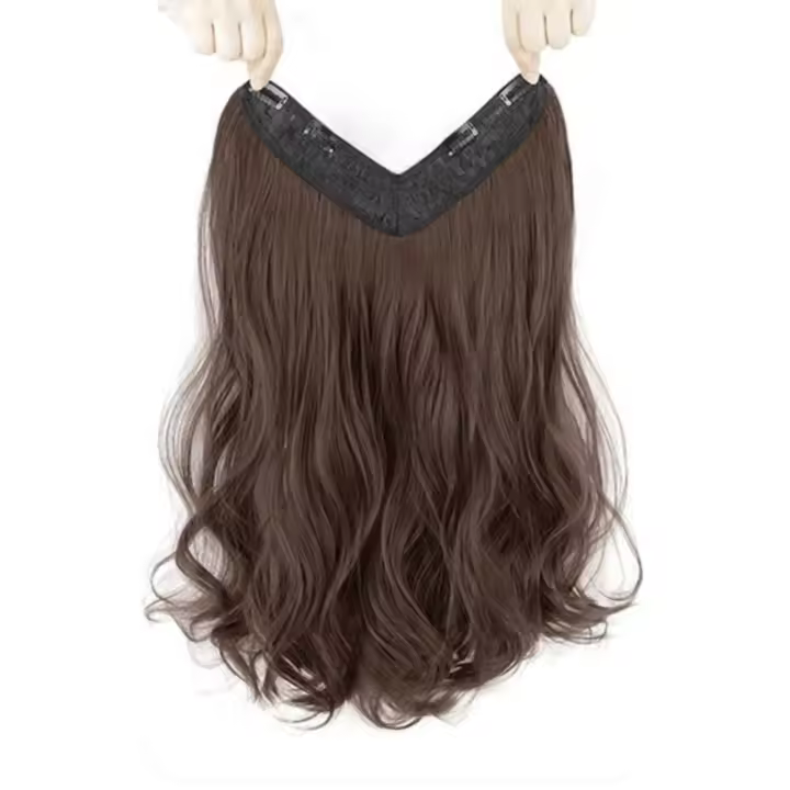 Peluca de media cabeza en forma de U resistente al calor, extensiones de cabello largo ondulado sintético sin costuras, almohadillas de peluca naturales invisibles - 1