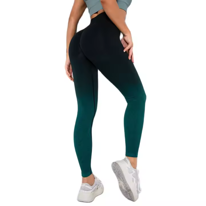 Leggings deportivos de yoga con degradado para mujer, pantalones deportivos para correr y fitness - 1