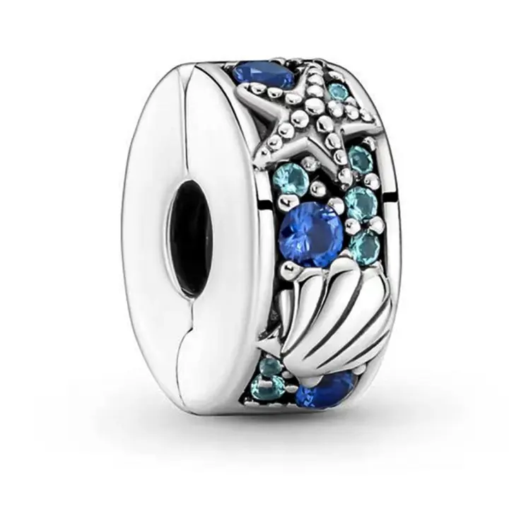 Abalorio de plata de ley 925 para fabricación de joyas, Pulsera Original con forma de estrella de mar y concha de mar, Pavé, 925 - 1