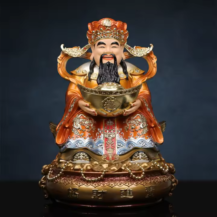 Estatua de resina de Buda del Este de Fusheng, nueva decoración de atracción, silla de dragón de cinco rutas, cuenco del tesoro, dios de la riqueza - 1