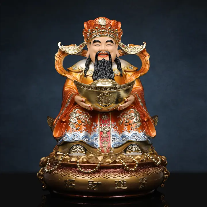 Estatua de resina de Buda del Este de Fusheng, nueva decoración de atracción, silla de dragón de cinco rutas, cuenco del tesoro, dios de la riqueza - 1