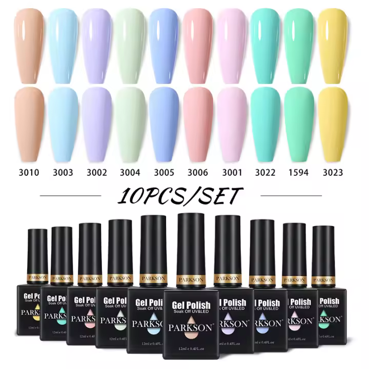 Parkson-Juego de esmaltes en Gel para uñas, Set de 10 piezas de colores mezclados, para manicura profesional, 15ml - 1