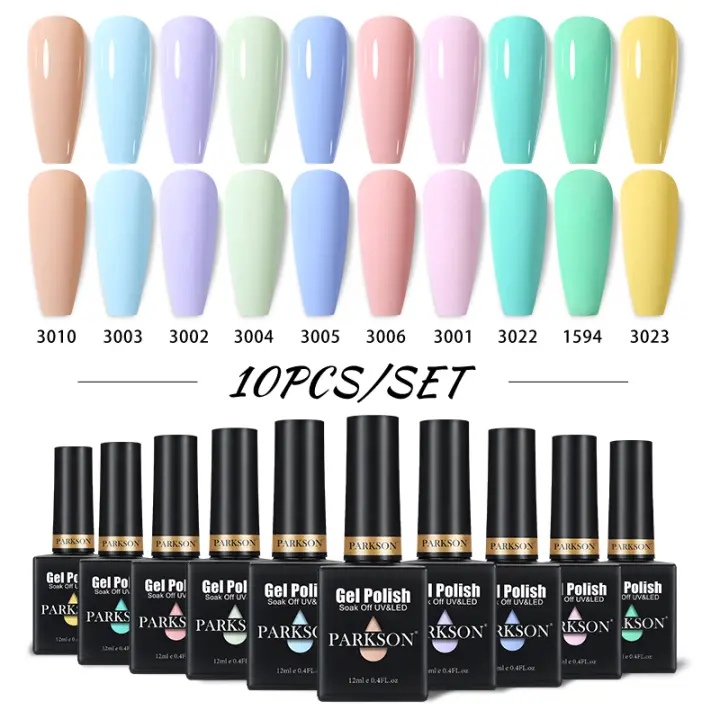 Parkson-Juego de esmaltes en Gel para uñas, Set de 10 piezas de colores mezclados, para manicura profesional, 15ml - 1