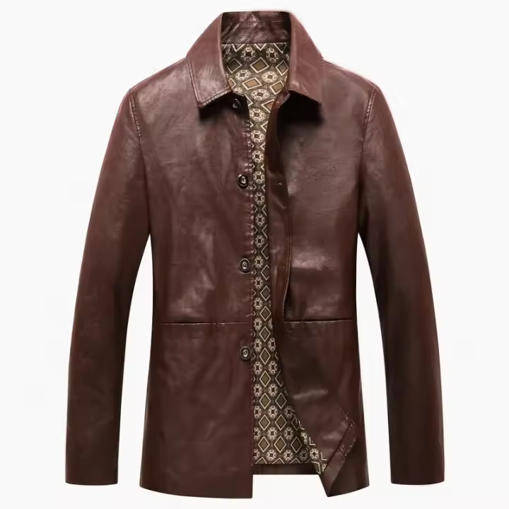 Chaqueta de Cuero de Alta Calidad CHAIFENKO para Hombres Ajuste Suelto Cómodo - 1