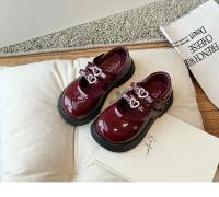 Zapatos de princesa con lazo amoroso para niñas, calzado de baile de actuación para fiesta, de cuero, con punta redonda y suela suave, color negro, novedad de 2024 - details 5