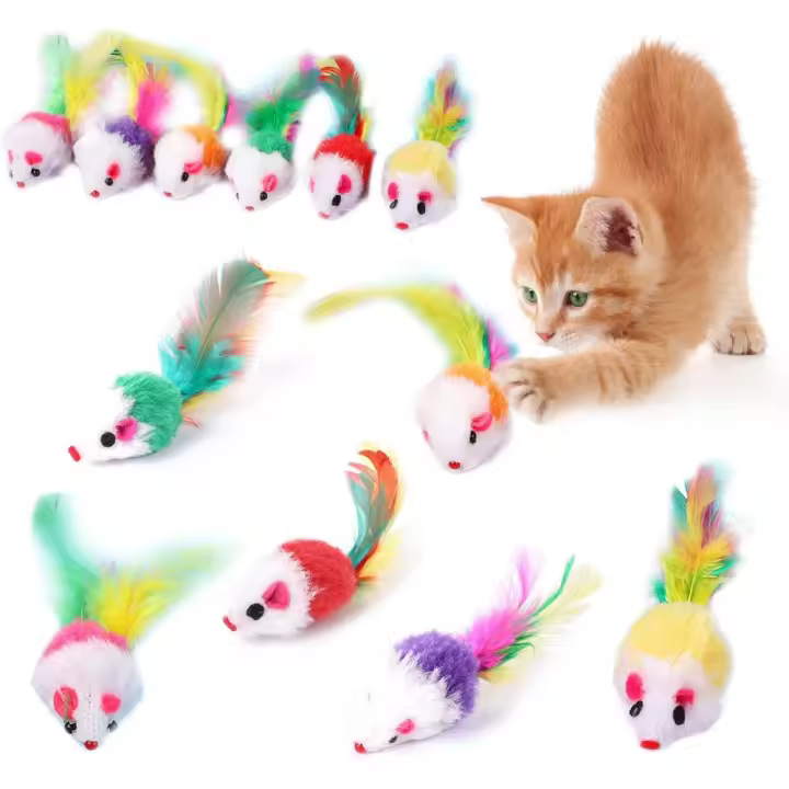 Paquete de 12 Juguetes para Gatos, Juguetes de ratón para Gatos, Suave, Felpa para Gatos, pequeños, ratón, actividad - 1