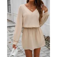 Vestido de manga larga para mujer, elegante color sólido, de moda, suelto, informal, barato - details 19