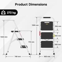 Escaleras Plegables de 150KG Pedales Antideslizantes Anchos Taburete Escaleras de Mano de Acero - details 23