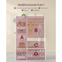 Perchero con Banco Zapatero 5 Estantes de Almacenaje y 9 Ganchos para Ropa Tamaño 40 x 120 x 190cm - details 10