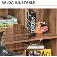Mueble Auxiliar de Metal con Puerta 3 Estantes Abiertos y Armario con Puerta y Balda Ajustable para Sala de Estar Cocina Madera Natural - details 5