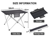 Mesa plegable portátil para exteriores, mueble de acampada, 56x42x37cm, color gris - details 3