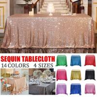 Mantel de Fiesta de Brillo de Lentejuelas Tela de Rosa Dorada con Sier de Poliéster para Boda, Cumpleaños, Banquete en Casa - details 0