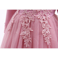 Vestido de noche para niñas con falda abullonada de malla con bordado de estilo nuevo para niños - details 7