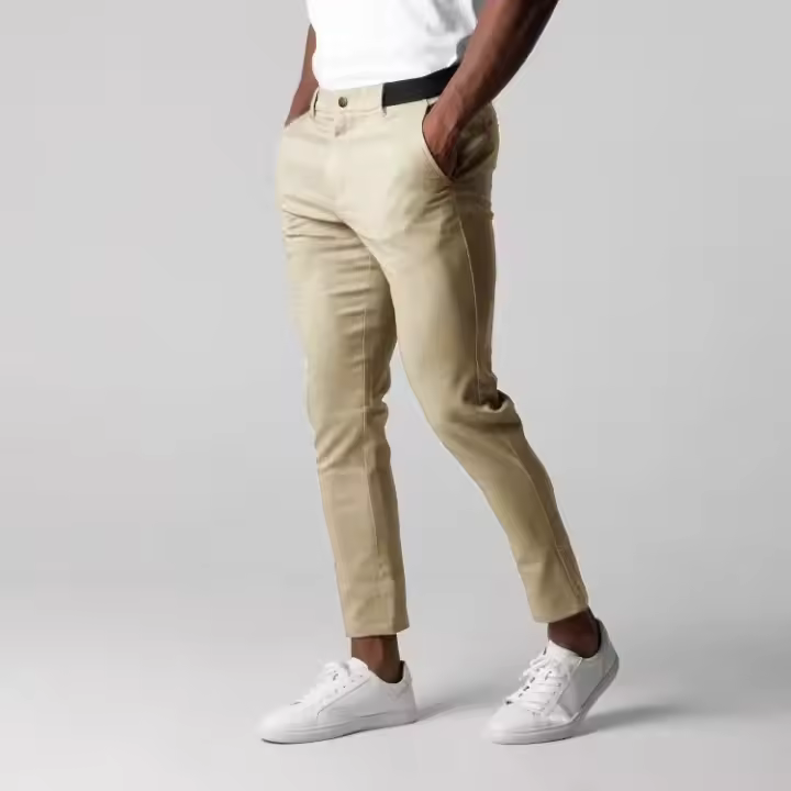 Pantalones de algodón versátiles de negocios juveniles para hombres transpirables informales nuevos de Four Seasons - 1