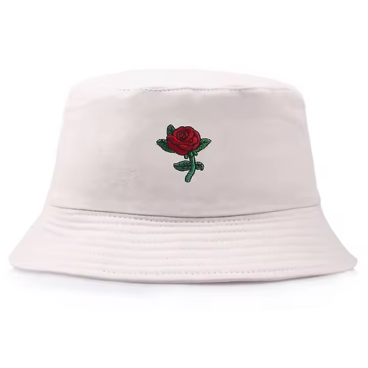 Sombrero de cubo bordado con rosas únicas, sombrero para el sol con protección solar para exteriores para hombres y mujeres (negro) - 1