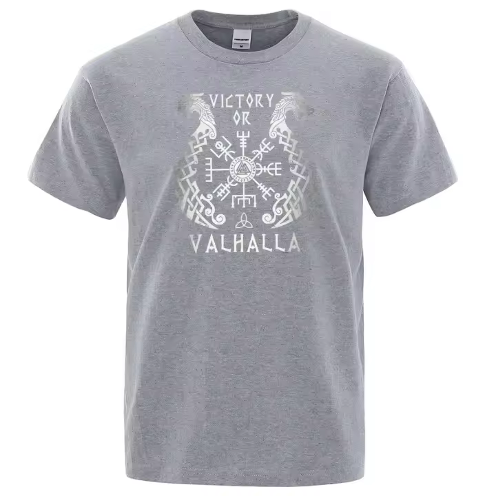 Camiseta de Hombre con Estampado Vikingo Legendario Manga Corta, Estilo Retro, Algodón, Moda Verano 2022 - 1
