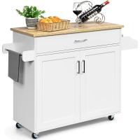 Carrito de Cocina Carro de Servicio Comedor con Ruedas,Toallero,Cajón, Puerta y Estantes Gabinete Mueble de Cocina (blanco) - details 8