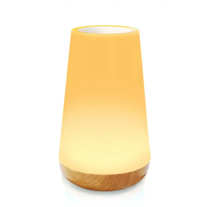 Nuevo mando a distancia toque de madera de grano lámpara de mesa dormitorio lámpara de noche pat siete colores luz ambiental - 1