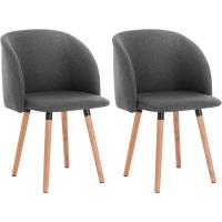Silla de Comedor Nórdica Ergonómica con Resalto y Brazos Tapizada en Lino Madera para Patas - details 16