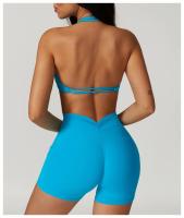 Sujetador de Yoga con cuello fruncido, ropa interior de alto impacto, Bralette acolchado de secado rápido para correr, Fitness y gimnasio - details 8